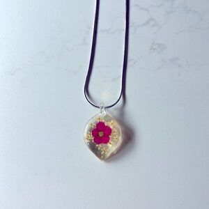 Pressed Floral Necklace on Sterling Silver Chain